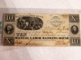 1836 $10 Manual Labor Bank Note