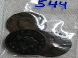 (4) Large Cents 1832, 1833,1838,1843