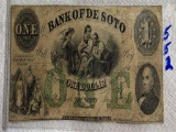 1862 $1 Bank of De Soto, NE  Note