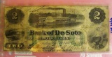 1863 $2 Bank of DeSoto NE Note