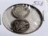 (2) Seated Dimes 1876,1887