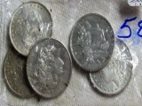 (5) Morgan Dollars 1886,18898, 1900 O, 2-1921