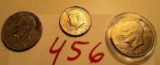 (2) Eisenhower Dollars & 1964 Kennedy Half Dollar