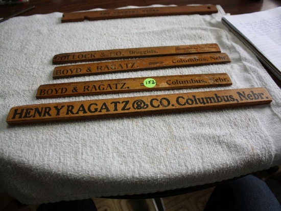 (4) Antique Advert. Wood Rulers