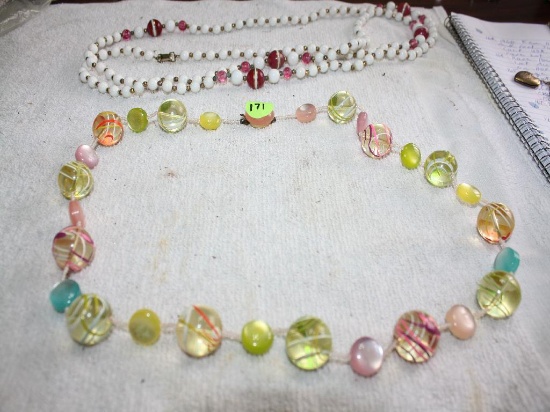 (2) unique Necklaces, Vintage Glass Deco