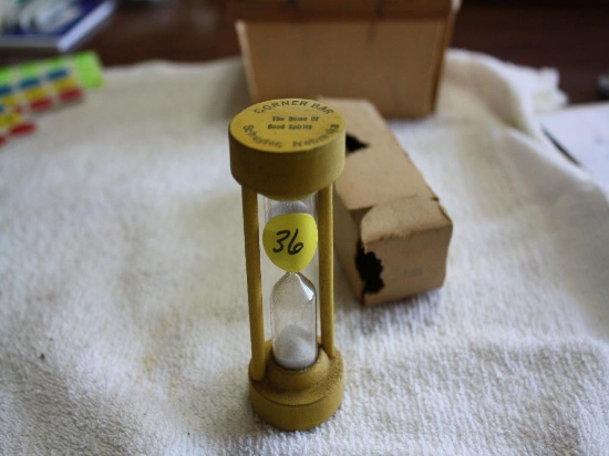 Antique Advertising Corner Bar Sand Timer