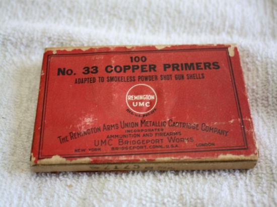 Rare No. 33 Remington UMC Primers, never opened