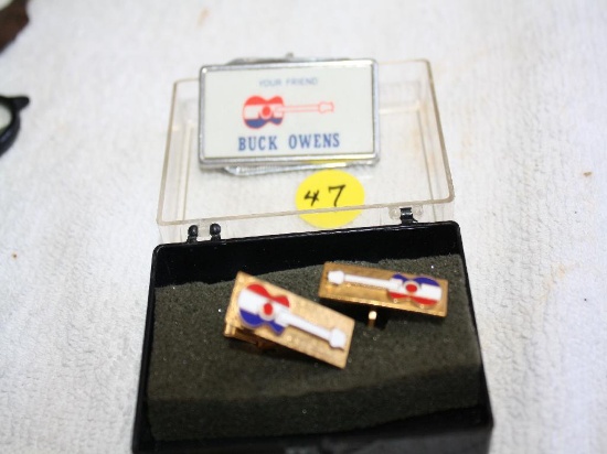 Rare Barlow B60 Buck Owens Money Clip, Knife, Guitar Cufflinks