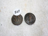 (2) Rare Military Pins, Copper