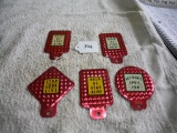 (5) Vintage Bicycle Tin License Topper Tags