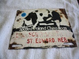 Antique License Plate Topper Adv. Spouted Poland China Hogs