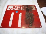 Tin Antique Sign Adv. Breemer Fire Protection