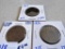 1839 Modified Head Large Cent Holed, 1851 Large Cent Holed, and 1814 Large Cent