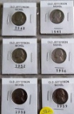 6 Old Jefferson Nickels