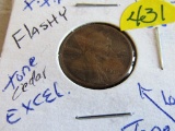 Baseball toned 1919s Wheat Penny