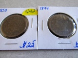 1853 and 1844 Large Cents