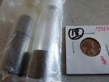 1958-d/d Repunched Mint Mark Wheat Penny plus Partial Rolls of 1935-d and 1939-s