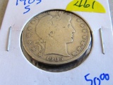 1905-s Barber Half Dollar