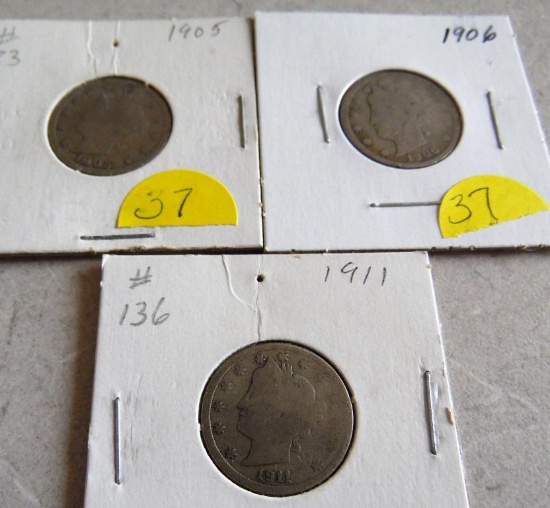 1905, '11 V Nickels
