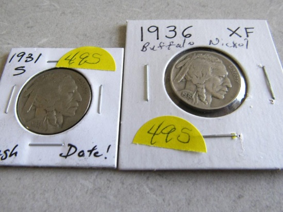 1931-S, 1936 Buffalo Nickels
