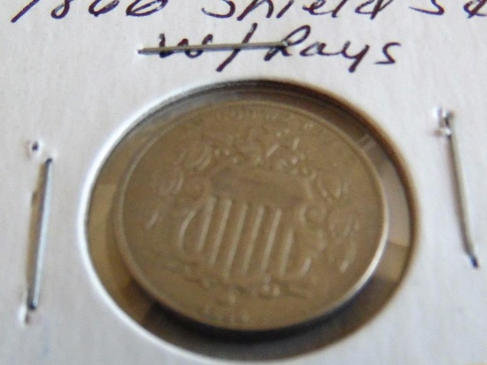 1866 Shield Nickel w/Rays