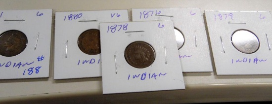 Lot of 5 Indian Head Cents