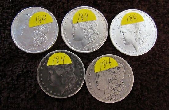 5 Morgan Dollars, Mixed Dates