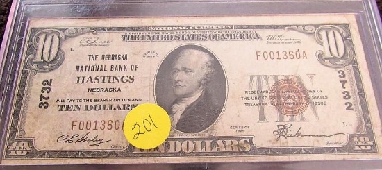 1929 National Bank of Hastings, Nebraska $10.00 Note
