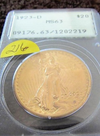 1923-D $20.00 St. Gaudens Gold Coin
