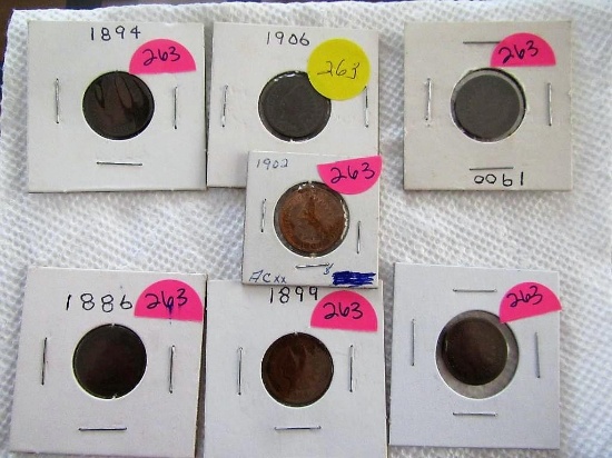 Lot of 7 Indian Head Cents