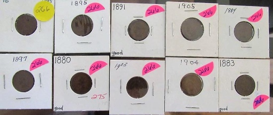 Lot of 10 Indian Head Cents