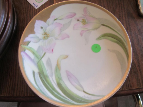 Flowered Bavaria Hand Painted and Signed Plate