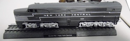 N scale train engine and track.  It has New York Central on it