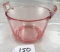 Pink Glass Bowl w/Square Side handles