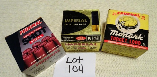 Federal 12 ga, Imperial 16 ga, Federal 16 ga All Full Boxes