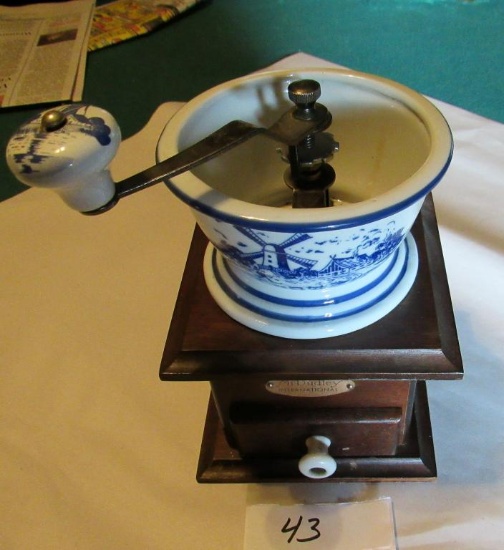 Blue & White Ceramic Coffee Mill