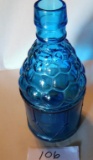 Blue Glass Jar w/Grape Design