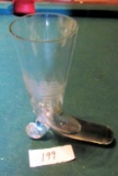 Boot Style Etched Glass Vase