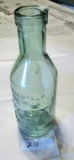 Blue Glass Milk Bottle w/Pour Spout