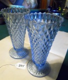 2 Blue Diamond Vases