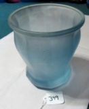 Large Frosted Ice Blue Vase