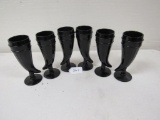 (6) Horn shaped black glass glasses