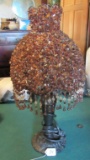 Metal Lamp w/Beaded Shade