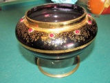 Amethyst and Gilded Glass Compote Candy Dish