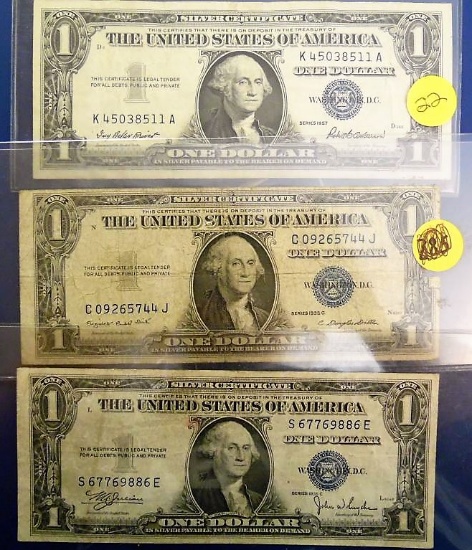 (3) One dollar silver certificate