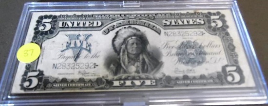 1899 Five dollar silver certificate Indian Chief