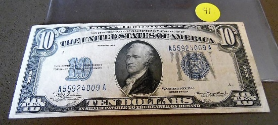 1934 Ten dollar silver certificate note