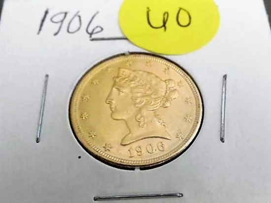 1906 Five dollar liberty gold