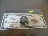 First National Bank of Beloit Kansas 1929 Five dollar note