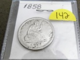 1858 Seated quarter